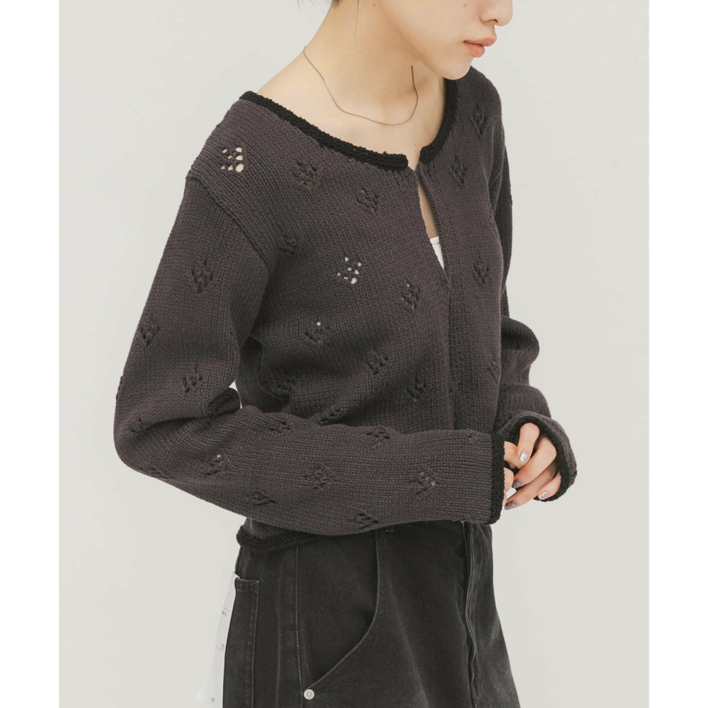 2026 春夏新品‎ ꒰ 日本 KBF ꒱ؘ 簍空花花開襟衫-細節圖5