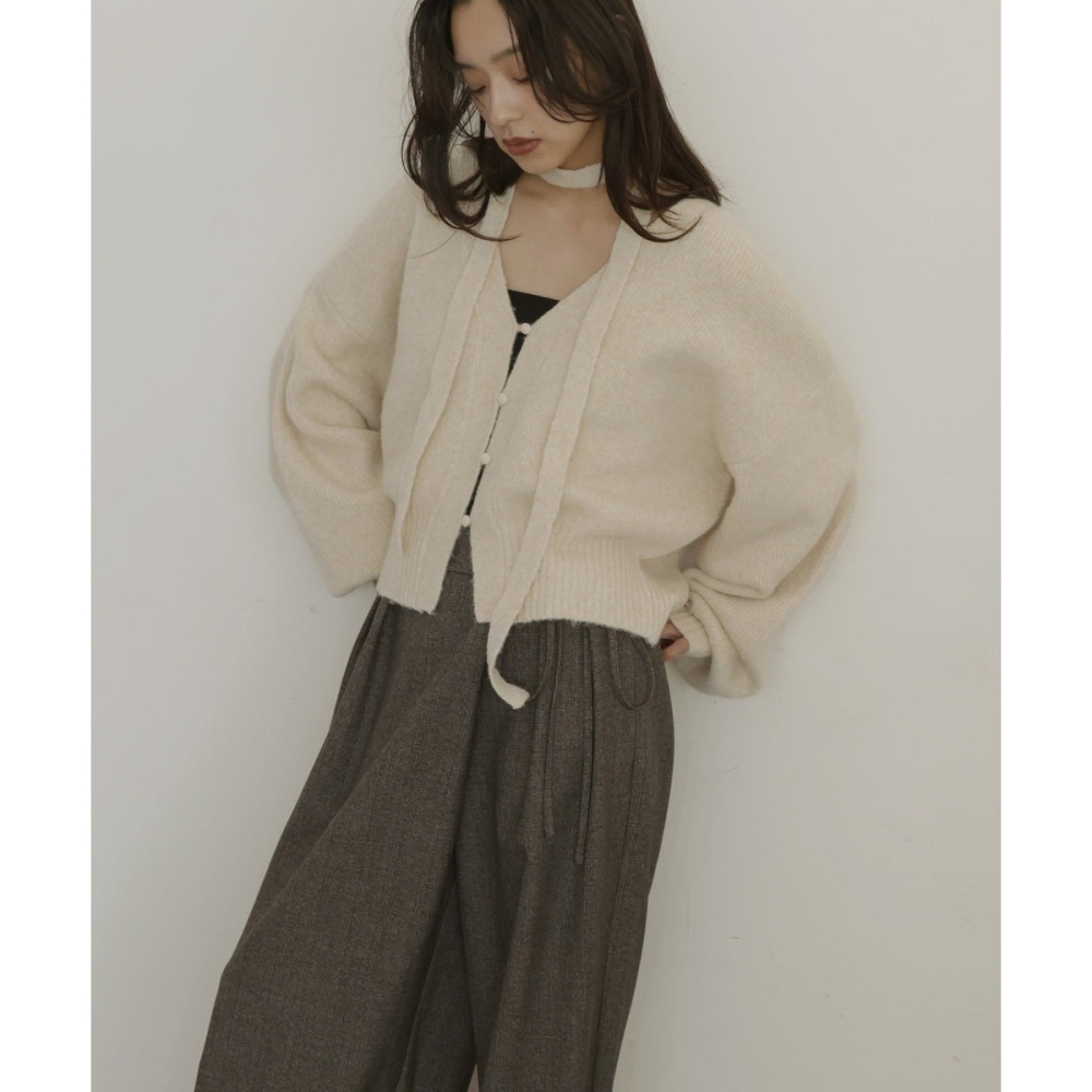 ‎꒰ 日本 hellam ꒱ؘ 附綁帶針織開襟衫-細節圖2