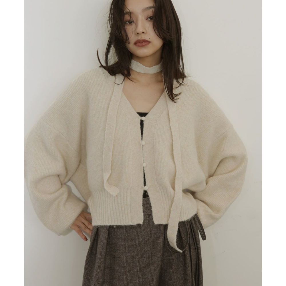 ‎꒰ 日本 hellam ꒱ؘ 附綁帶針織開襟衫-細節圖4