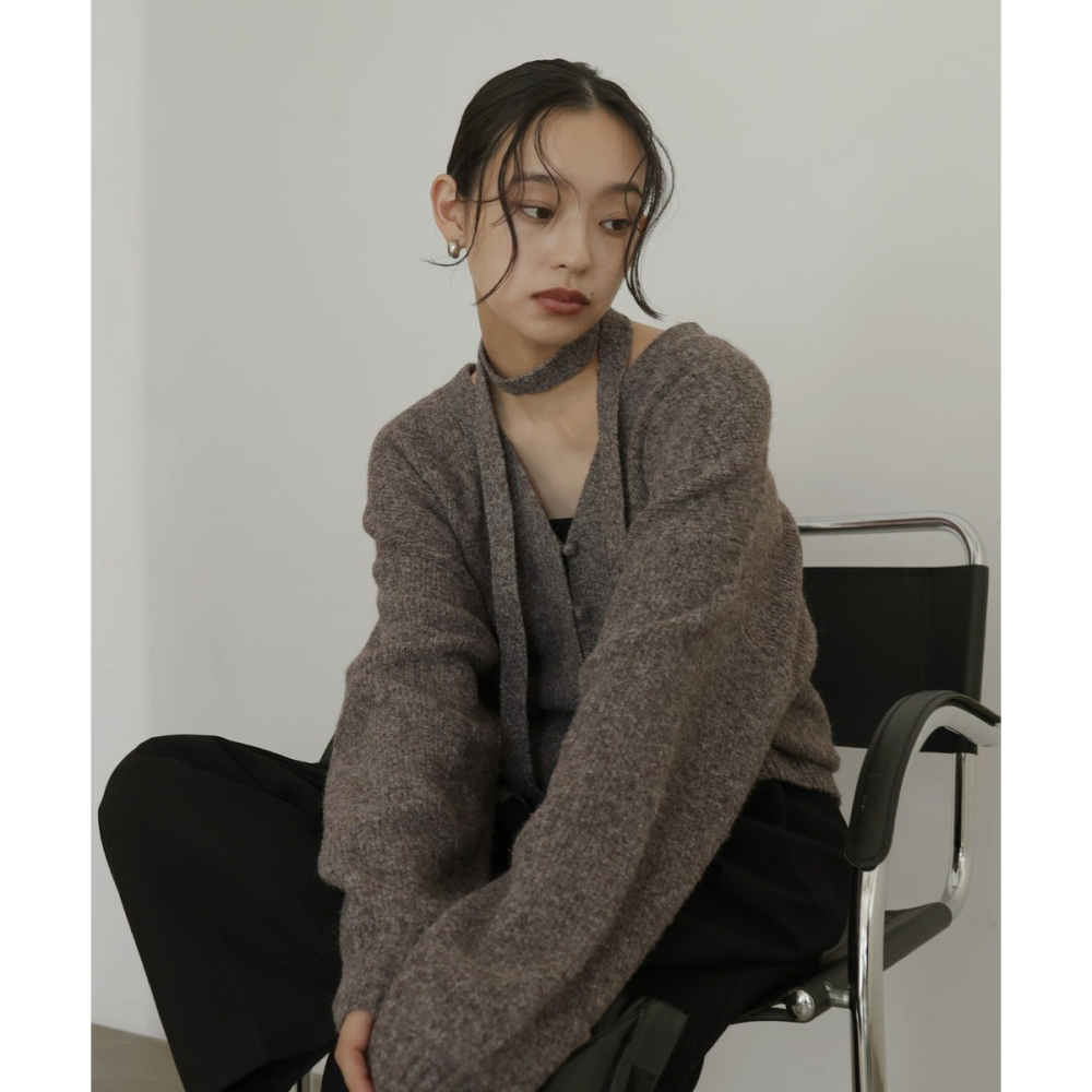 ‎꒰ 日本 hellam ꒱ؘ 附綁帶針織開襟衫-細節圖6