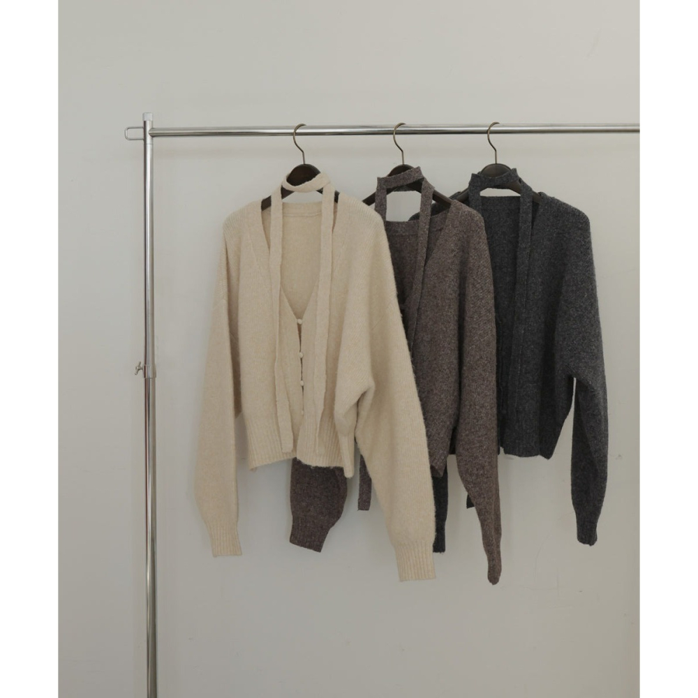 ‎꒰ 日本 hellam ꒱ؘ 附綁帶針織開襟衫-細節圖9