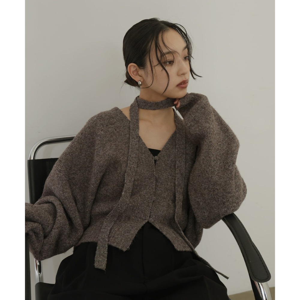 ‎꒰ 日本 hellam ꒱ؘ 附綁帶針織開襟衫-規格圖9