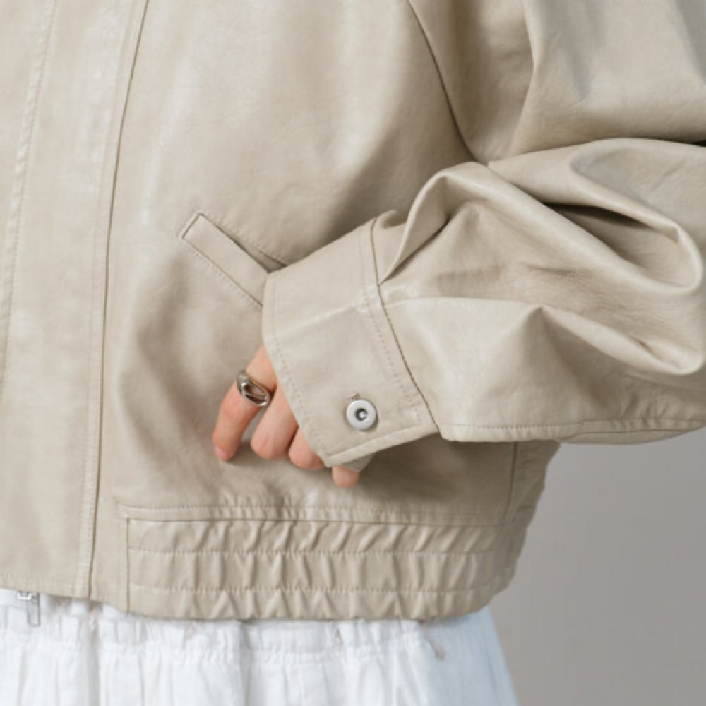 ‎꒰ 日本 kastane ꒱ؘ 短版皮夾克-細節圖5