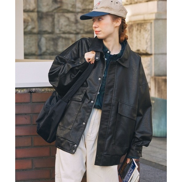 ‎꒰ 日本 MONO-MART ꒱ؘ 復古皮夾克外套-細節圖4