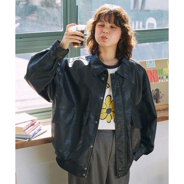 ‎꒰ 日本 MONO-MART ꒱ؘ 復古皮夾克外套-細節圖6