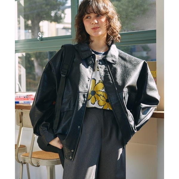 ‎꒰ 日本 MONO-MART ꒱ؘ 復古皮夾克外套-細節圖7