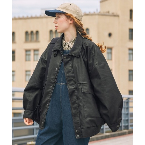 ‎꒰ 日本 MONO-MART ꒱ؘ 復古皮夾克外套-規格圖11