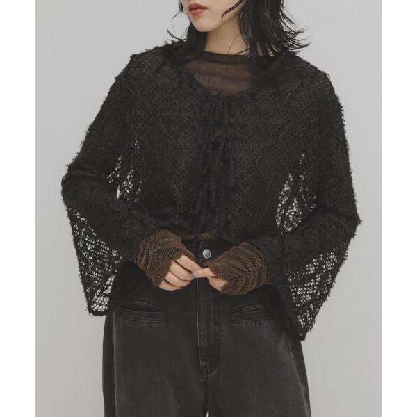 ꒰ 日本KBF ꒱  羽毛網狀開襟衫-細節圖2