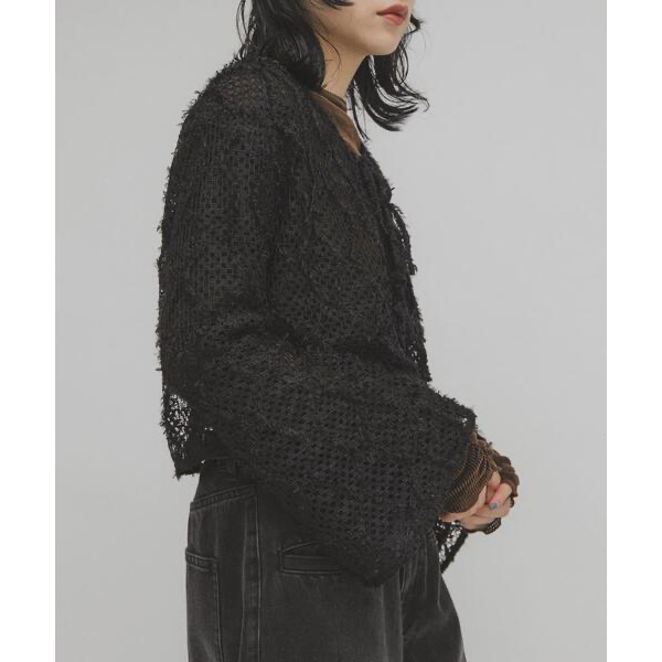 ꒰ 日本KBF ꒱  羽毛網狀開襟衫-細節圖5