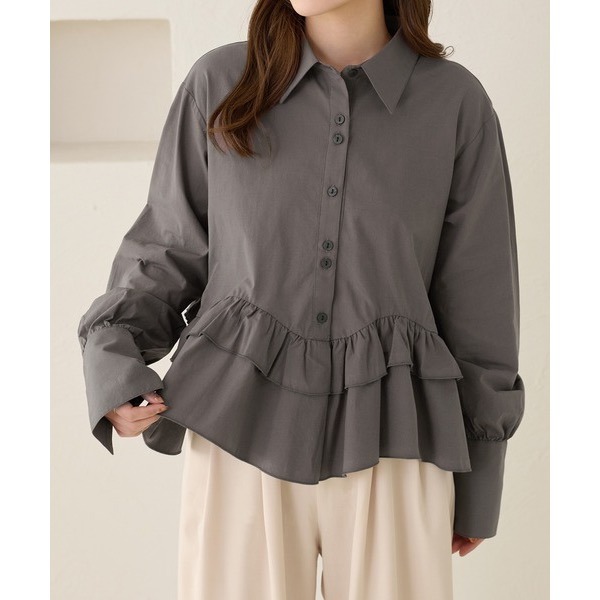 ꒰ apres jour clair ꒱ 荷葉邊設計襯衫-細節圖3