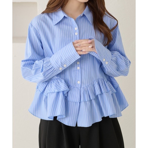 ꒰ apres jour clair ꒱ 荷葉邊設計襯衫-細節圖4