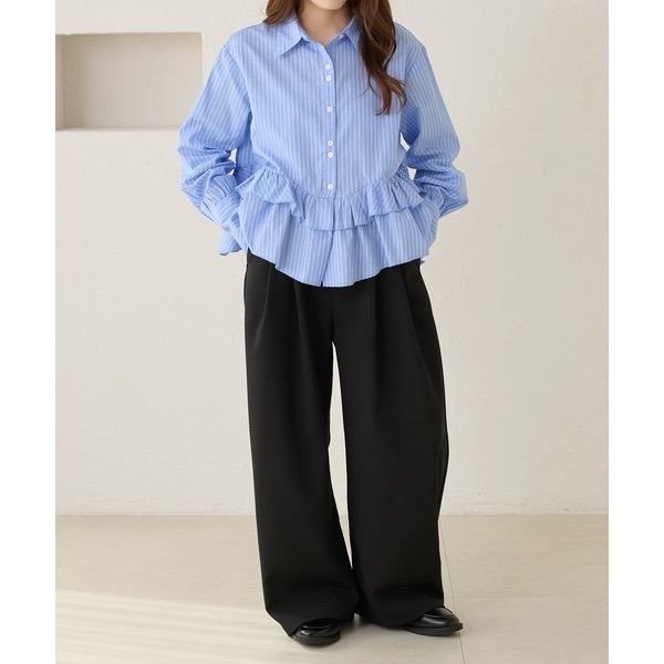 ꒰ apres jour clair ꒱ 荷葉邊設計襯衫-細節圖8