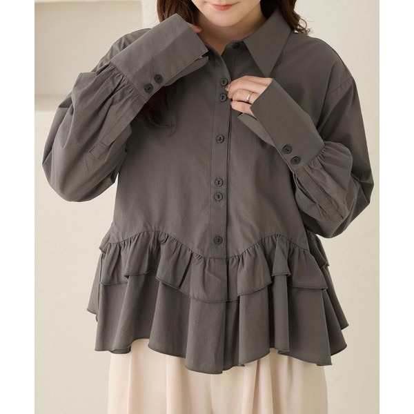 ꒰ apres jour clair ꒱ 荷葉邊設計襯衫-細節圖11