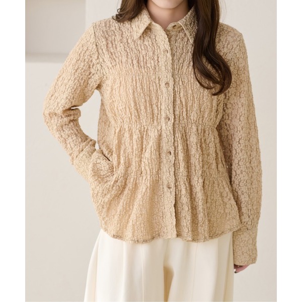 ꒰ apres jour clair ꒱ 蕾絲縫線襯衫-細節圖3