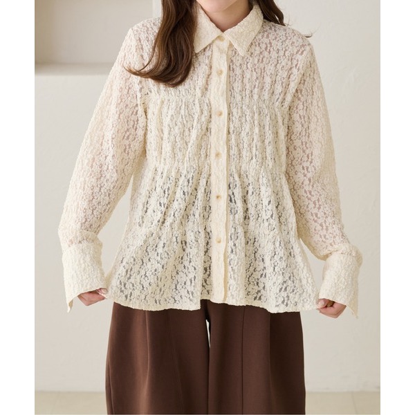 ꒰ apres jour clair ꒱ 蕾絲縫線襯衫-細節圖4