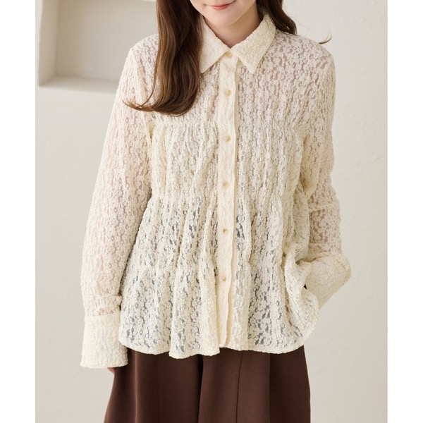 ꒰ apres jour clair ꒱ 蕾絲縫線襯衫-細節圖5