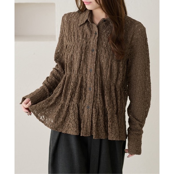 ꒰ apres jour clair ꒱ 蕾絲縫線襯衫-規格圖8