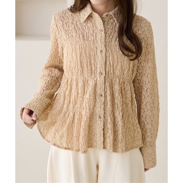 ꒰ apres jour clair ꒱ 蕾絲縫線襯衫-規格圖8