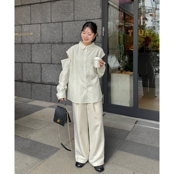 ‎꒰ 日本 hinari ꒱ؘ 2way條紋襯衫-細節圖2