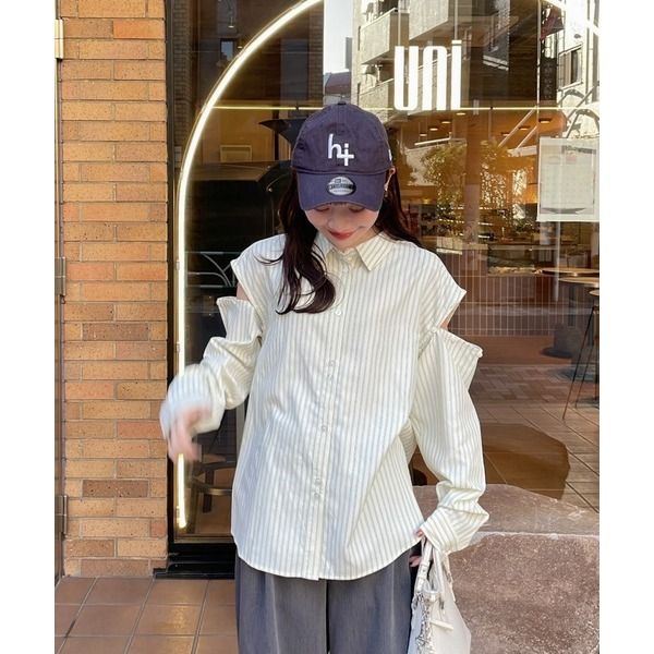 ‎꒰ 日本 hinari ꒱ؘ 2way條紋襯衫-細節圖3