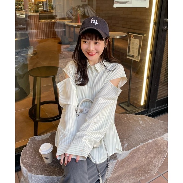 ‎꒰ 日本 hinari ꒱ؘ 2way條紋襯衫-細節圖4
