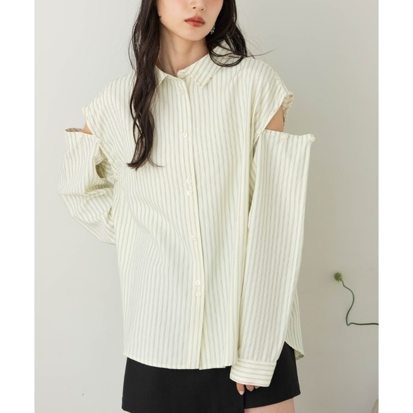 ‎꒰ 日本 hinari ꒱ؘ 2way條紋襯衫-細節圖8