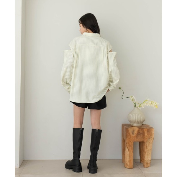 ‎꒰ 日本 hinari ꒱ؘ 2way條紋襯衫-細節圖11