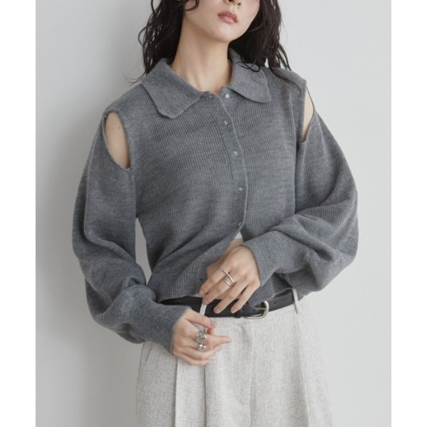 ‎꒰ 日本 Aunt Marie＇s ꒱ؘ 鏤空polo衫/針織衫-細節圖6