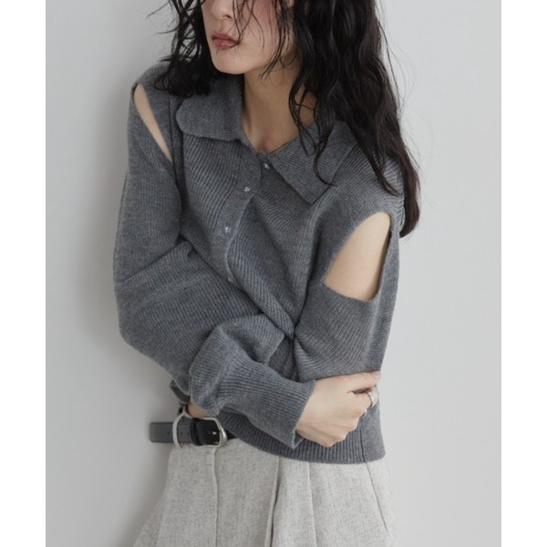 ‎꒰ 日本 Aunt Marie＇s ꒱ؘ 鏤空polo衫/針織衫-細節圖7