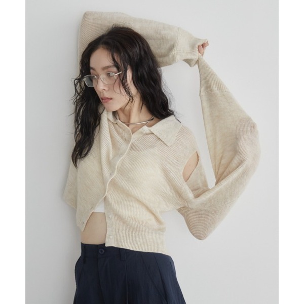 ‎꒰ 日本 Aunt Marie＇s ꒱ؘ 鏤空polo衫/針織衫-細節圖9