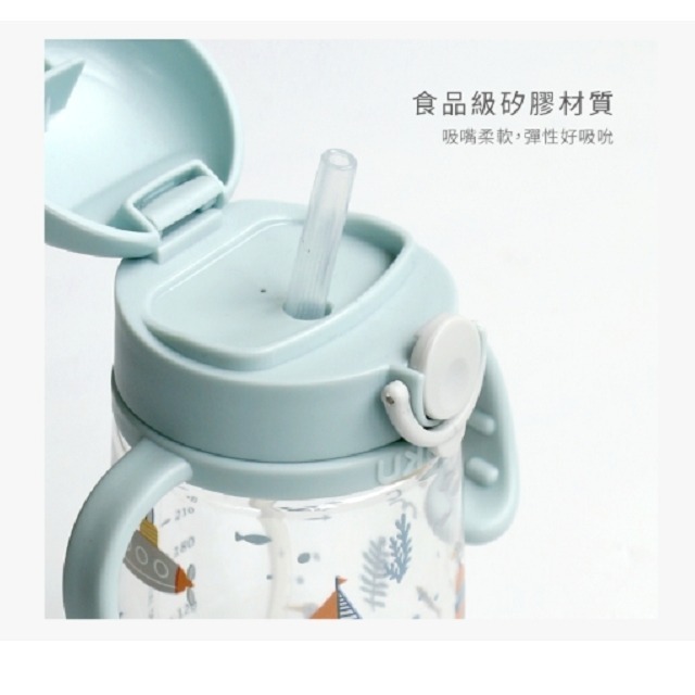 PUKU 藍色企鵝 飄飄奶蓋Tritan吸管學習水杯 / 握把吸管杯 330ml  P14747-細節圖3