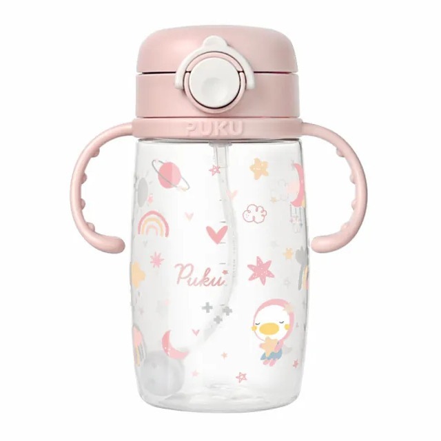 PUKU 藍色企鵝 飄飄奶蓋Tritan吸管學習水杯 / 握把吸管杯 330ml  P14747-規格圖9