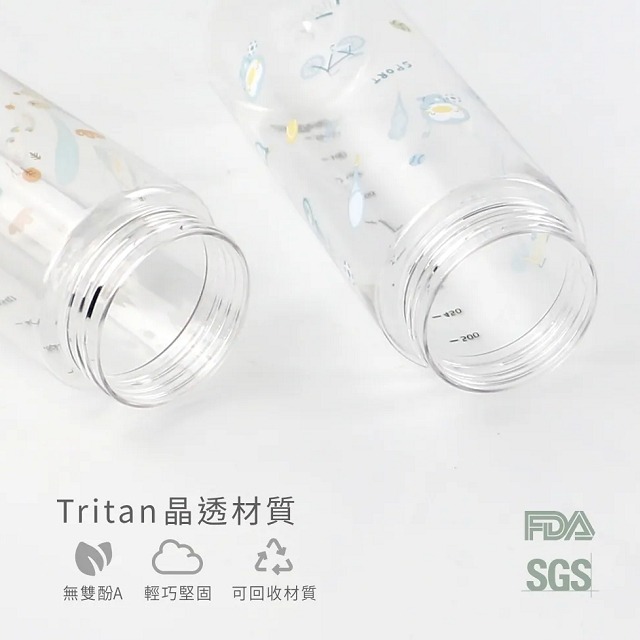 PUKU 藍色企鵝 飄飄奶蓋Tritan吸管隨身水瓶   吸管水壺  330ml / 500ml   P14624-細節圖2