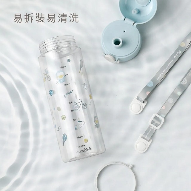PUKU 藍色企鵝 飄飄奶蓋Tritan直飲隨身水瓶  揹帶直飲水壺  330ml / 500ml  P14626-細節圖5