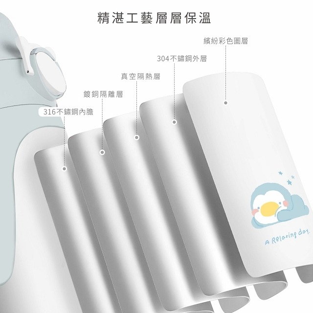 PUKU 藍色企鵝  Warmer不鏽鋼吸管學習杯350ml  不鏽鋼吸管杯  -(三色)  P14743-細節圖3