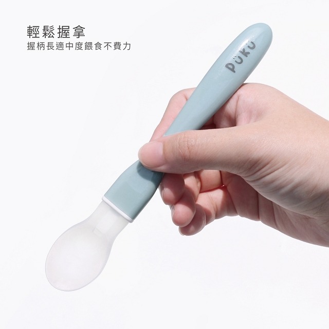PUKU 藍色企鵝  矽膠餵食湯匙  離乳湯匙 矽腸湯匙  1入  P14316-細節圖3