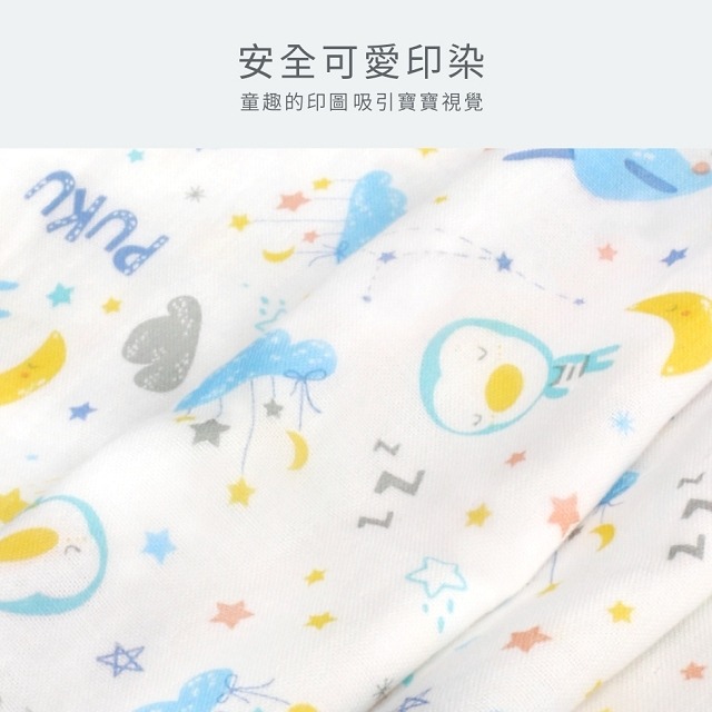 PUKU 藍色企鵝 紗布印花手帕 紗布手帕 口水巾 2入  P26612-細節圖4