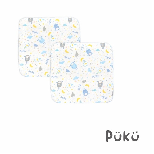 PUKU 藍色企鵝 紗布印花手帕 紗布手帕 口水巾 2入  P26612-規格圖5
