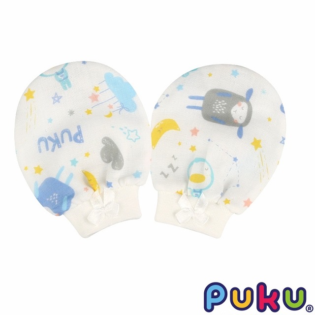 PUKU 藍色企鵝  紗布印花手套  初生兒手套  嬰兒手套  P26027-規格圖5