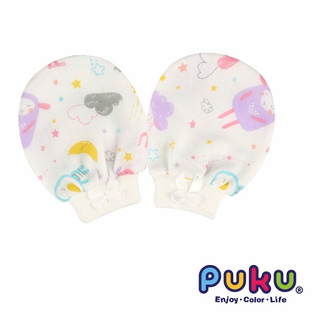 PUKU 藍色企鵝  紗布印花手套  初生兒手套  嬰兒手套  P26027-規格圖5