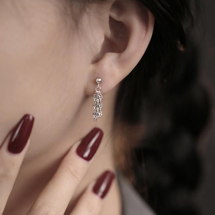 nineteen20 925純銀｜光珠流蘇唇鏈．純銀耳環/飾品/貼耳/銀飾 NAS153-細節圖6
