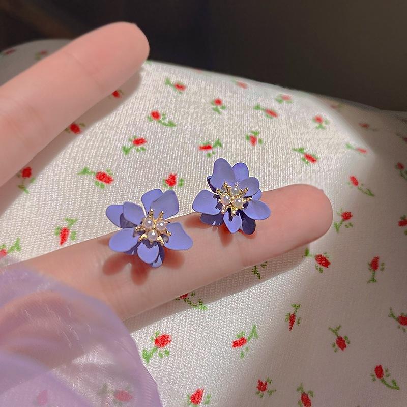 nineteen20 耳針｜紫色立體感​​雙層花朵耳環 TT274-細節圖3