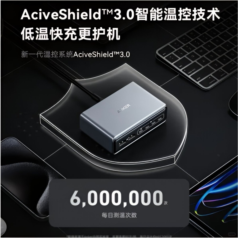 [玩3C]安克 Anker Prime 200W GaN 6孔桌面充電器 氮化鎵 4C2A 多設備同時充電-細節圖4