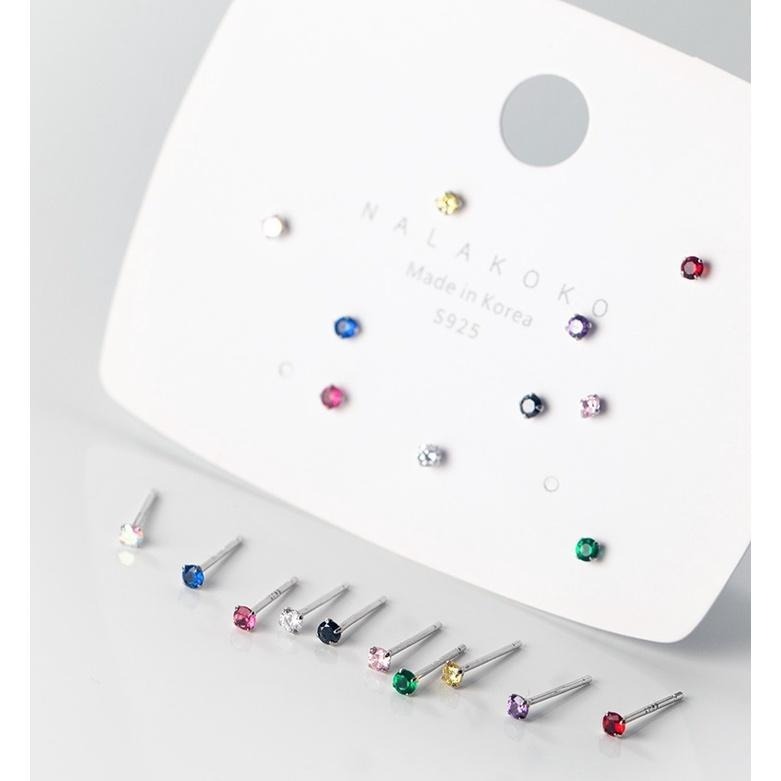 🔥現貨🔥【鋯石耳釘】Ｓ９２５銀迷你彩鑽單鑽耳釘養耳洞小巧睡覺不用摘女耳飾【飾品批發】-細節圖8