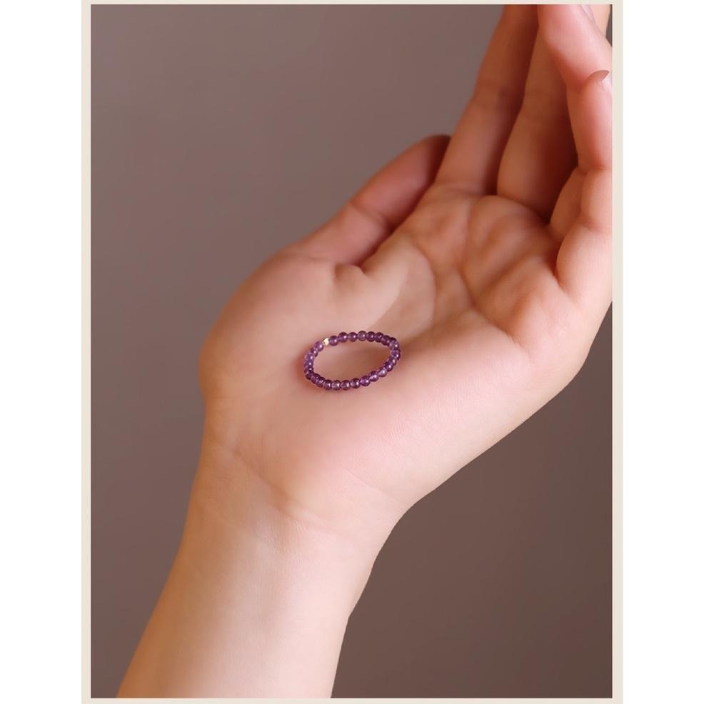🔥現貨🔥２ｍｍ天然紫水晶戒指女小眾設計輕奢秋復古風戒指【飾品批發】-細節圖6