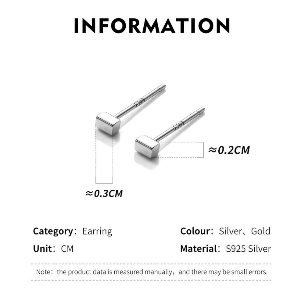 🔥現貨🔥（方塊耳釘）s925銀耳釘女韓版時尚簡約長方塊耳釘氣質小巧長方形耳飾批發 飾品批發-細節圖5