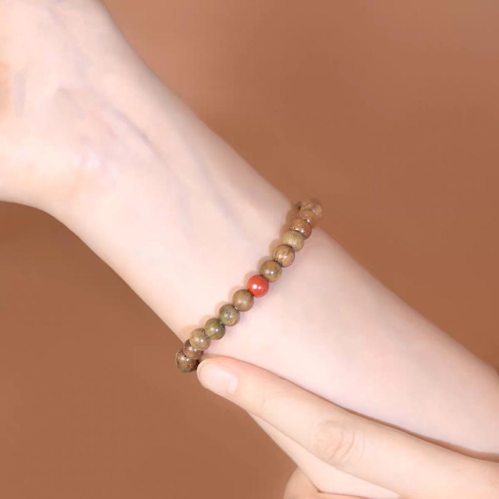 🔥現貨🔥４ｍｍ簡約檀木手鍊細小纖細款綠檀手鍊女復古民族風手串【飾品批發】-細節圖3