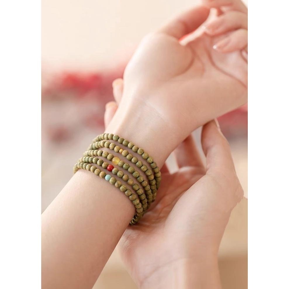 🔥現貨🔥４ｍｍ簡約檀木手鍊細小纖細款綠檀手鍊女復古民族風手串【飾品批發】-細節圖4