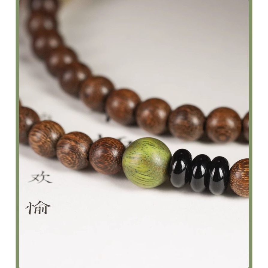 (B238306)金絲檀串珠手鍊多圈細小女款學生佛珠天然沈水級檀香木質佛珠手串-細節圖5