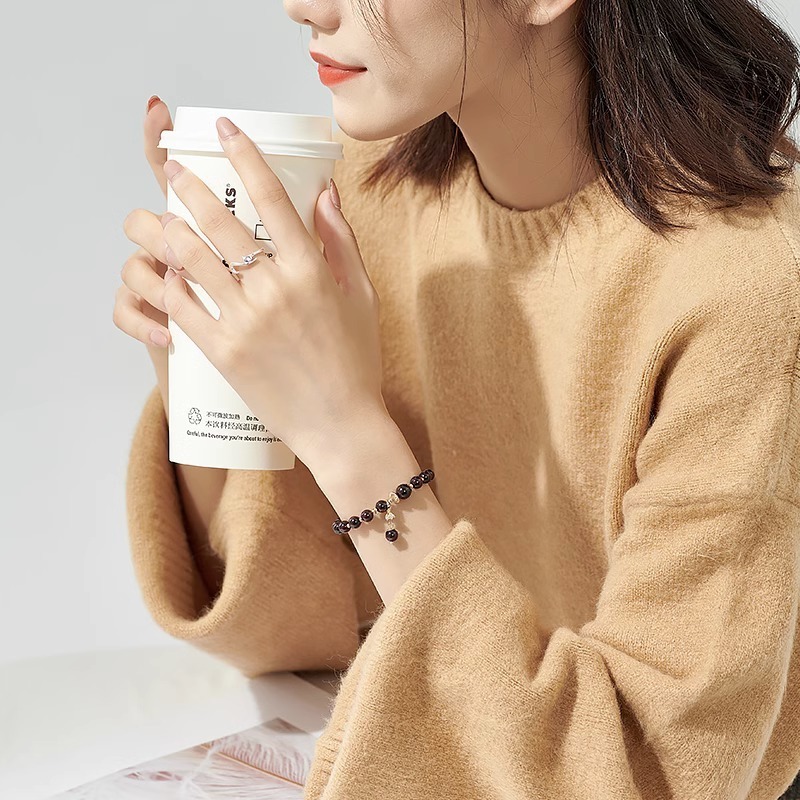 夏季新款天然石榴石手鍊女ins小眾設計水晶手串飾品女友生日禮物-細節圖2